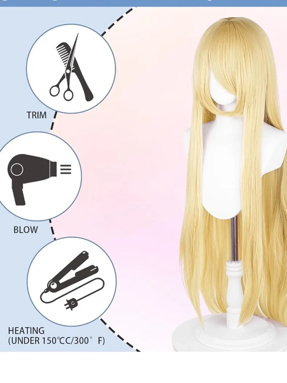 NWT Blonde Long Straight Synthetic Anime Cosplay Wig